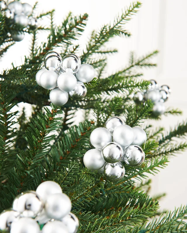 Silver Glass Berry Cluster Baubles, 10 Pack