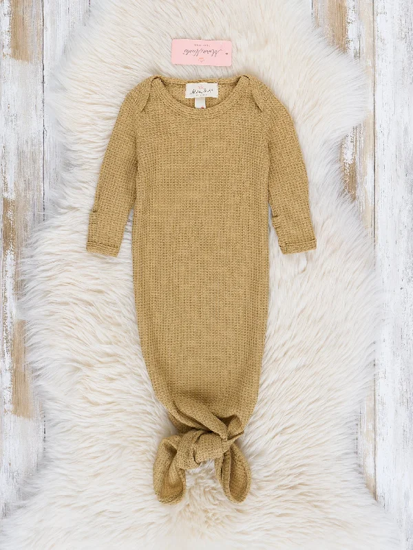 Unisex Waffle Knit Knot Gown - Latte