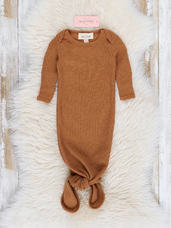 Unisex Waffle Knit Knot Gown - Russet