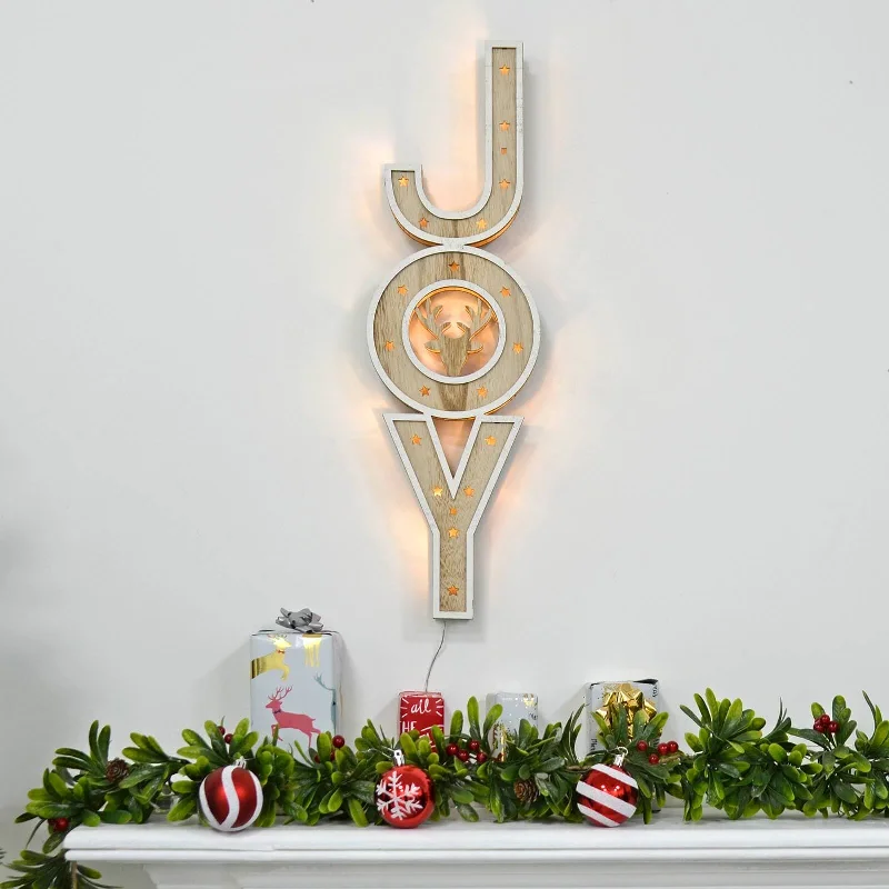 Vertical Light Up Christmas Decoration Ornament Joy or Xmas