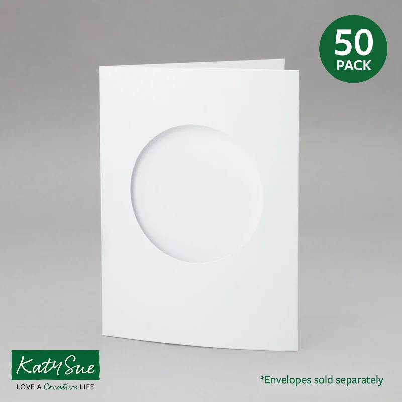 White Circle Aperture Cards 150x203mm (pack of 50)