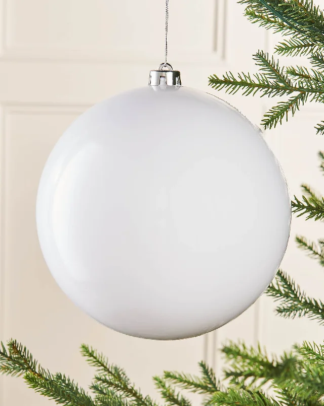 White Large Gloss Shatterproof Bauble, 20 cm