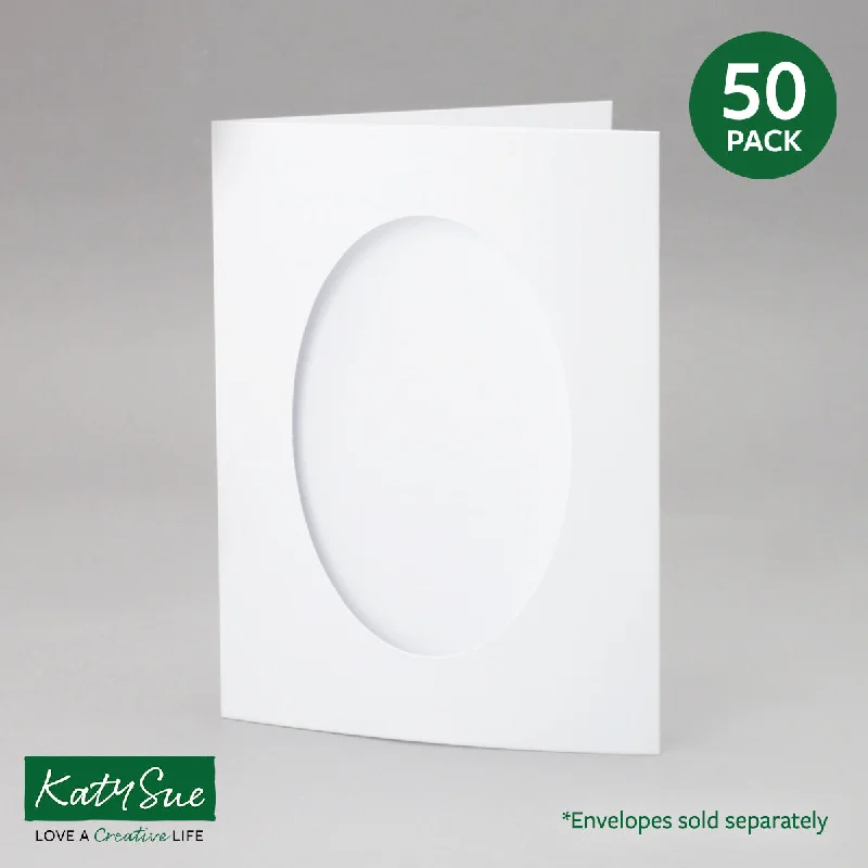 White Oval Aperture Cards 150x203mm (pack of 50)