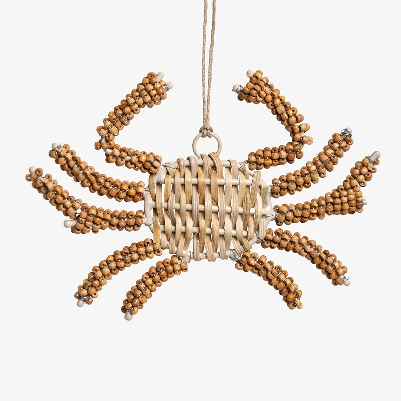 Wicker & Wooden Bead Crab Ornament