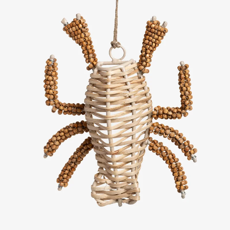 Wicker & Wooden Bead Lobster Ornament