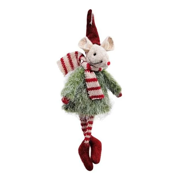 Winter Mouse Hanging Decoration Green