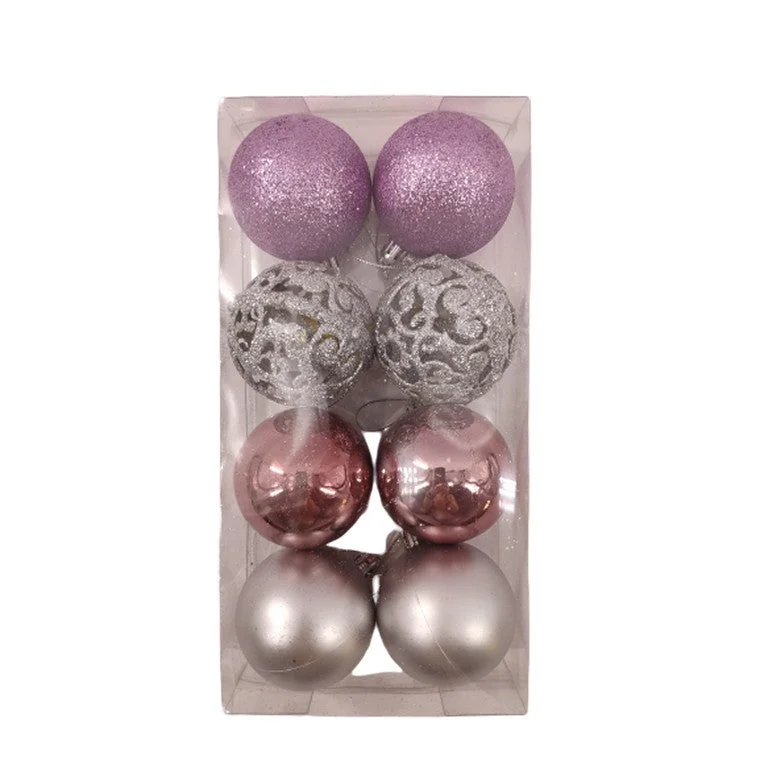 Christmas Bauble 8pk 60mm Pink