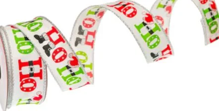 1.5" X 10YD White, Red, & Green Ho-Ho-Ho Ribbon Set Of 3