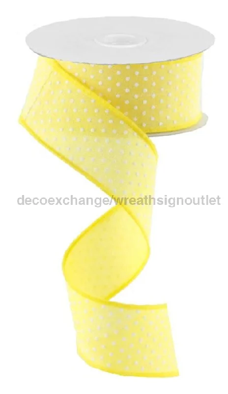 1.5"X10Yd Raised Swiss Dots On Royal Yellow/White RG0165129