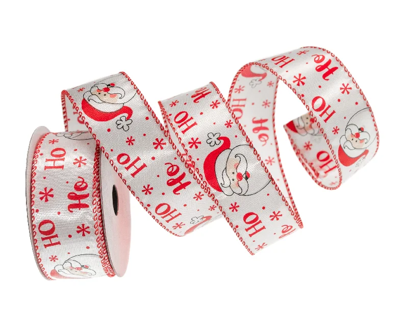 1.5" X 10YD White & Red Santa Ho-Ho-Ho Ribbon Set Of 3