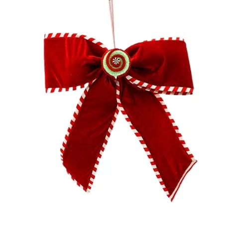 15" Red Peppermint Bow With Striped Edge