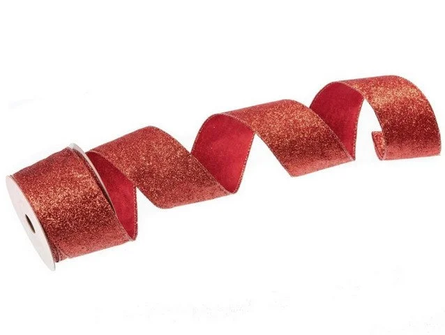 2.5" X 10YD Red Glitter Ribbon Set Of 3