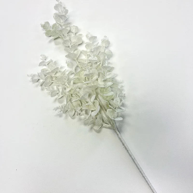 White Glitter Eucalyptus Festive Winter Spray - 24"