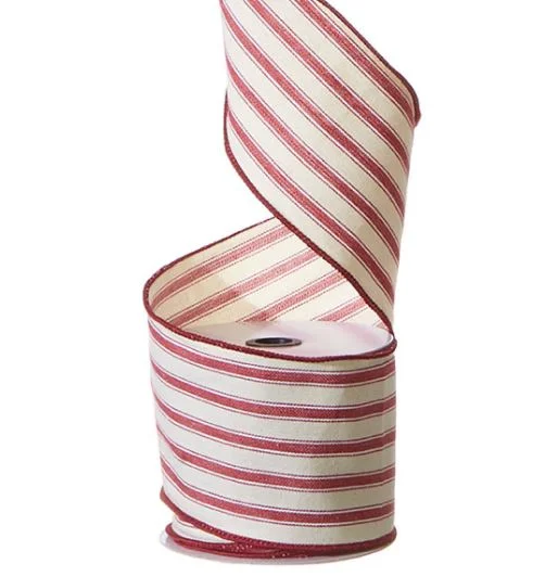 4" X 10YD Peppermint Striped Ribbon