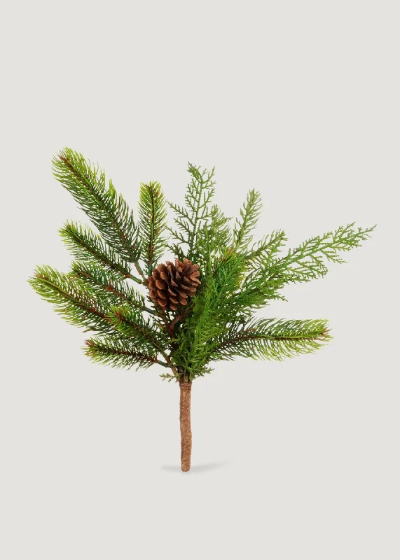 Artificial Winter Pine Evergreen Pick - 12"