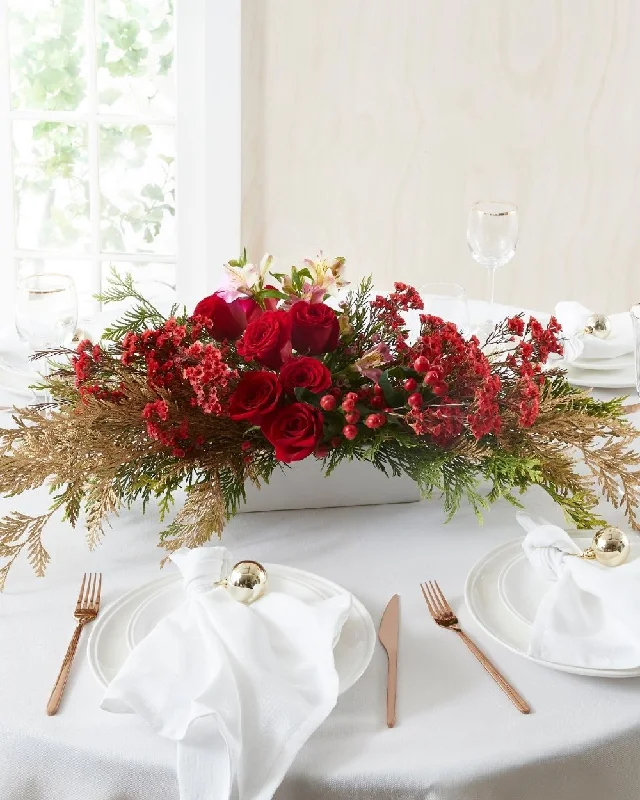 Christmas Table Flowers (Red & Gold)