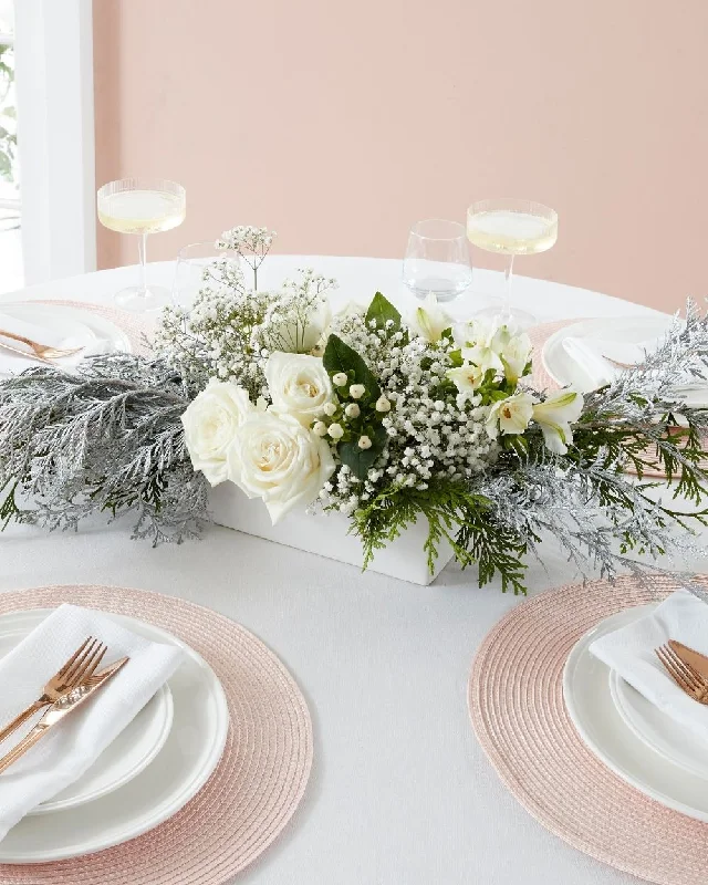 Christmas Table Flowers (White & Silver)