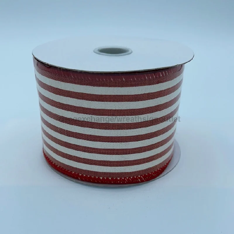 Dark Orange Linen/Ivory Cabana Stripes, 2.5"X10Y X916340-31