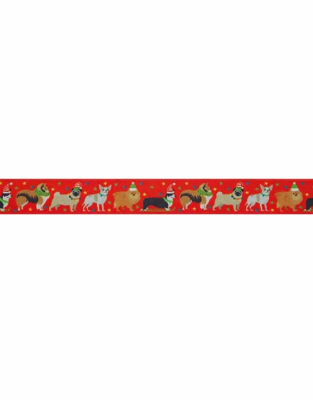 Red Festive Pets Christmas Ribbon 25m