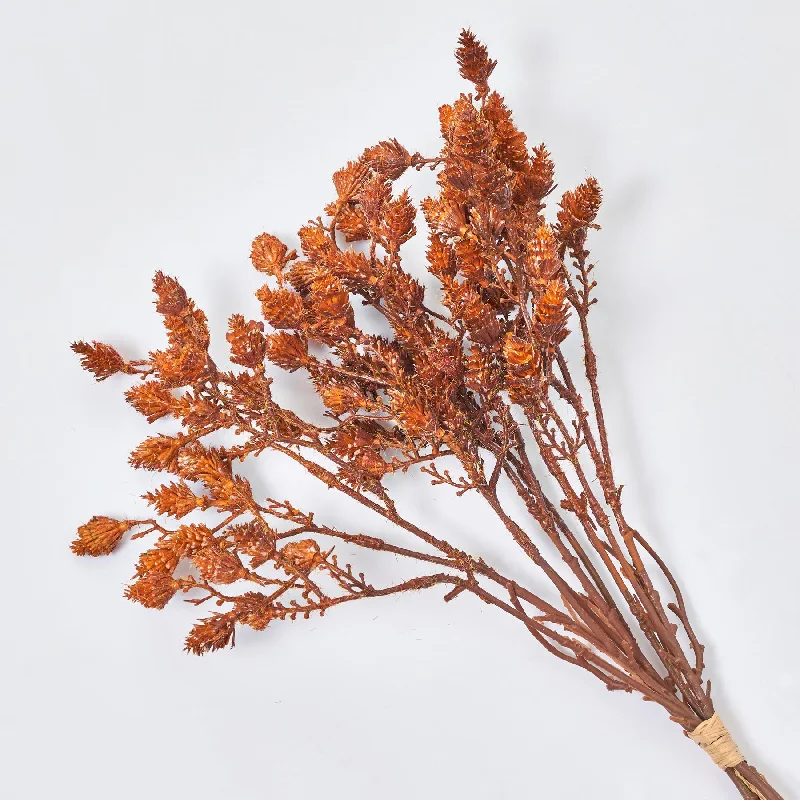 Fuzzy Pine Cone Spray Faux Botanical Bundle of 3 Stems - 2 Color Options Available