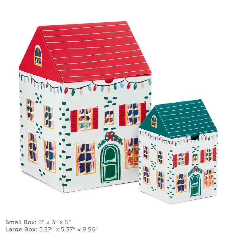 Hallmark : Holiday Houses 2-Pack Small and Large Christmas Gift Boxes