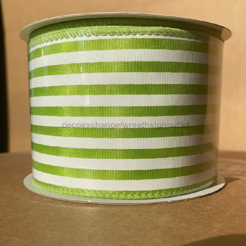 Q817240-09: Kiwi Satin/White Cabana Stripes, 2.5"X10Y