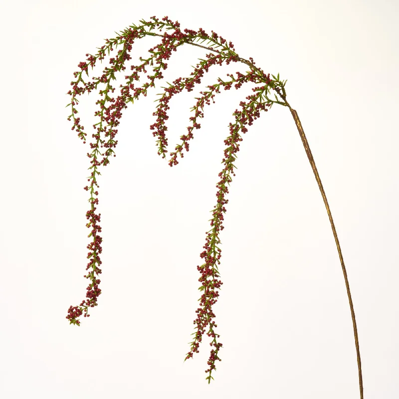 Large Red & Green Weeping Sparkle Berry Branch Spray - 47"