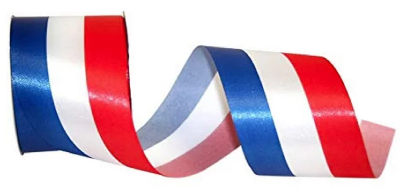 Reliant Ribbon Patriotic Tri-stripe Supreme Ribbon, 2-1/2 Inch X 25 Yards, Multi