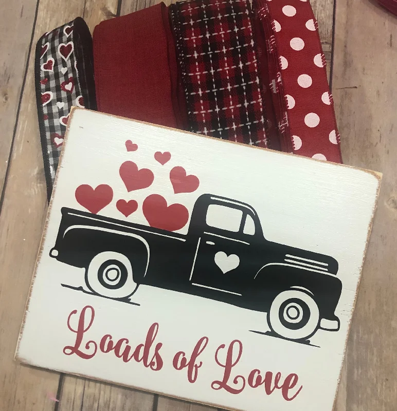 Rustic Truck Loads of Love Valentine Sign and Ribbon Kit,  Valentine Wreath Kit, Wreath Supplies