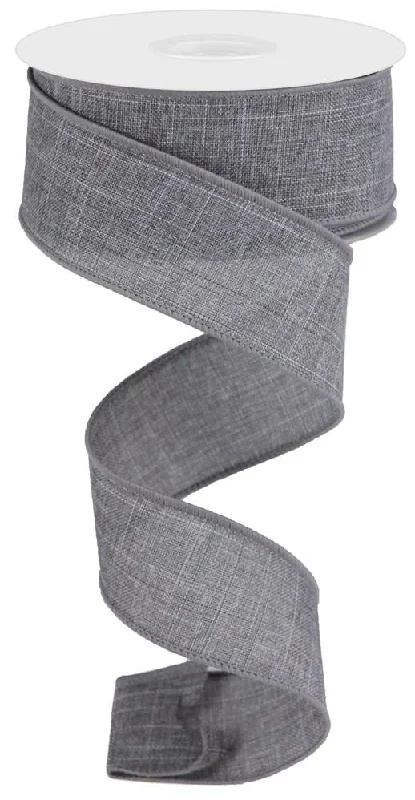 Solid Canvas Wired Edge Ribbon, 10 Yards (New Grey, 1.5")