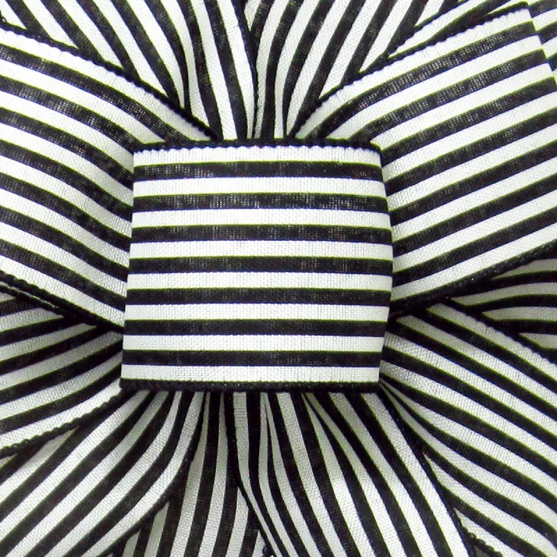 Wired Cabana Stripes Black & Ivory Ribbon (#40-2.5"Wx10Yards)