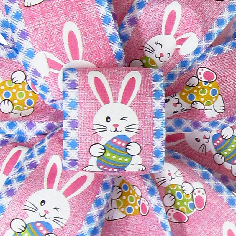 Wired Happy Bunnies & Easter Eggs Pink Ribbon (#40-2.5"Wx10Yards)